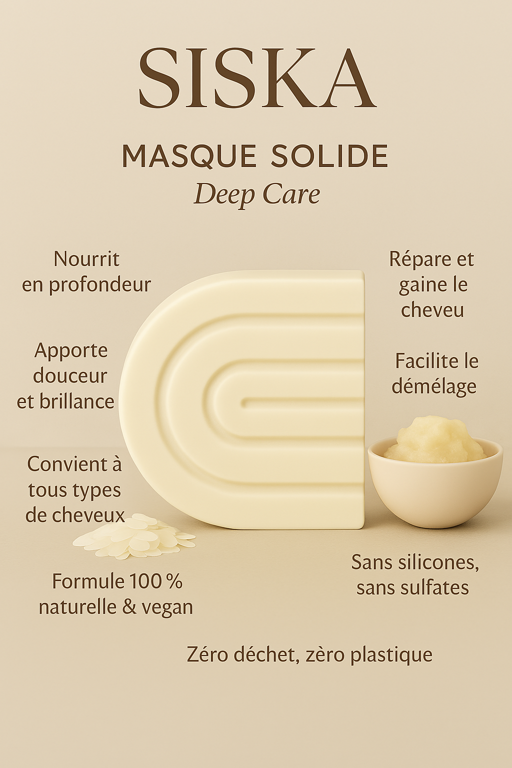 Masque Solide à la protéine de riz - Réparation profonde, Cheveux redessinés