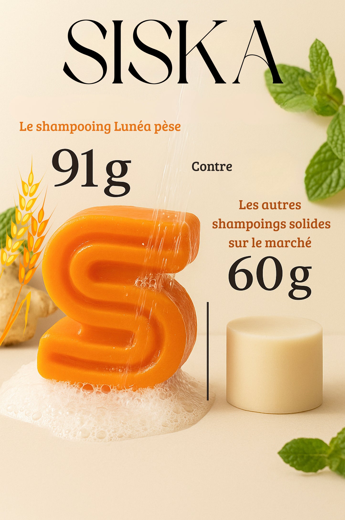 LUNÉA - Shampooing Solide à la protéine de riz - Force & Douceur